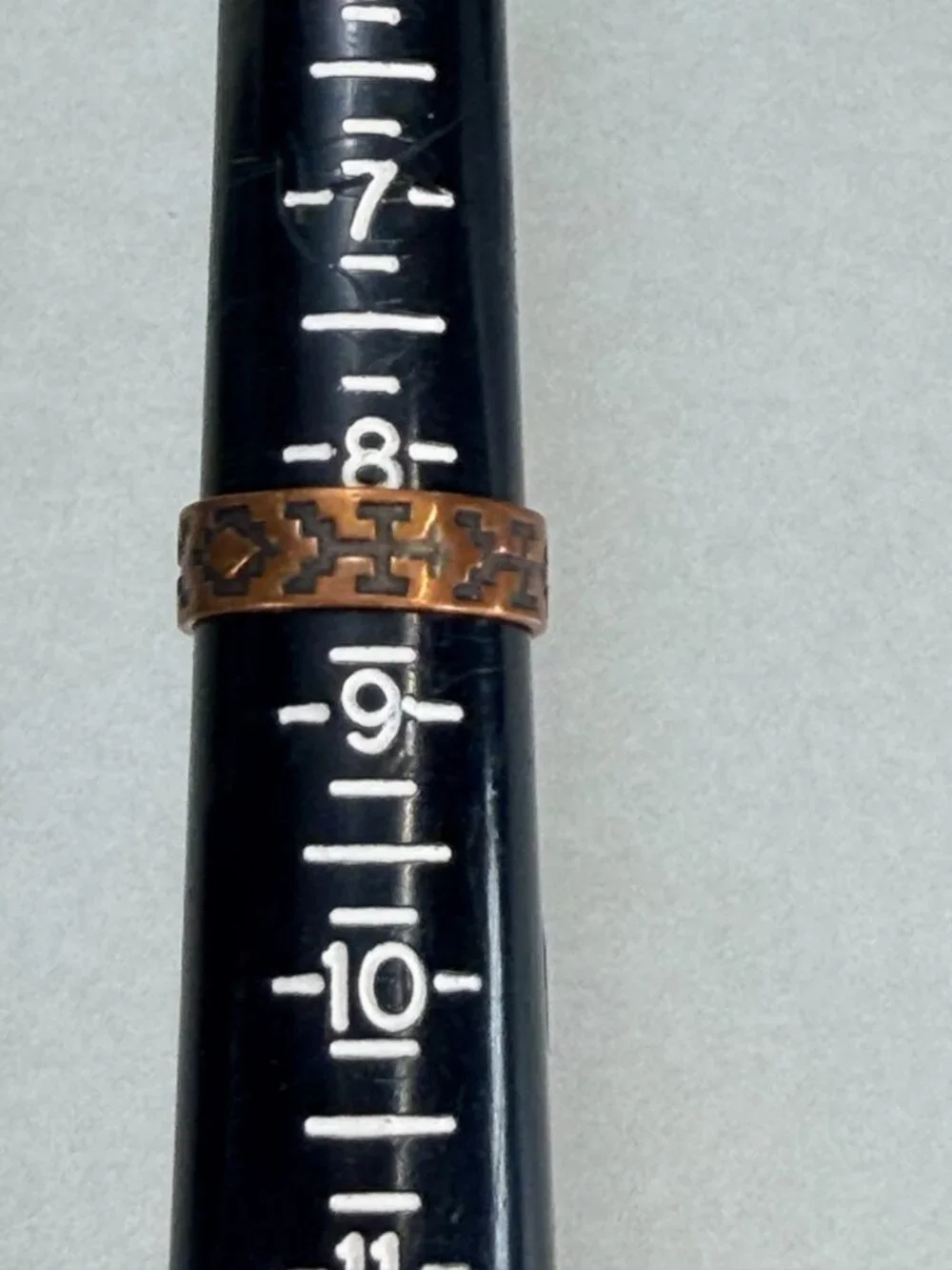 Vintage Copper Southwestern Geometric Band Ring Native Signed Size 8.5